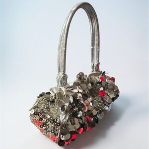 Y2K Vintage Silver Paillette Sequin Mini Bag